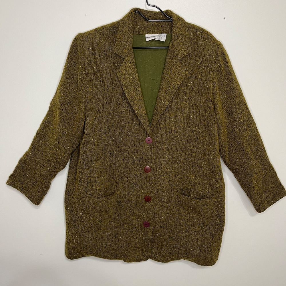 Vintage 90's Blazer Jacket Women's 14 Indie Grunge Tweed Goblincore Academia